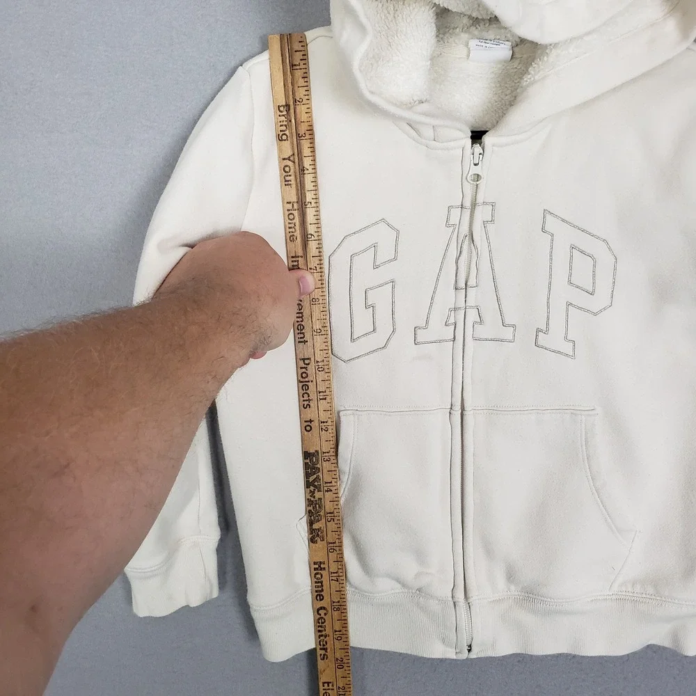 GAP Kids Size L Sherpa Lined Hoodie Sweatshirt Cream Full Zip Comfy Lounge‎ Cozy